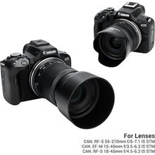 Load image into Gallery viewer, (1+1) Lens Hood for Canon R50 R100 Dual Lens Kit (RF-S 18-45mm F4.5-6.3 is STM and RF-S 55-210mm F5-7.1 is STM) Replaces ET-60B and EW-53 Lens Hood
