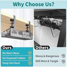 Load image into Gallery viewer, Under Desk Cable Tray - Black, No Drill Cable Organizer with Clamp for Wire Management, PC Cord Organizer &amp; Workspace Accessories (2 Pack)
