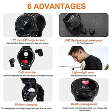 Load image into Gallery viewer, VOVOAEWACH Smart Watch with Earbuds, 1.32 Inch Round Fitness Watch X7, 2 in 1 Bluetooth Watch with Step,Calories,Sleep Monitor,Heart Rate Blood Pressu-re Monitor for iOS &amp; Android
