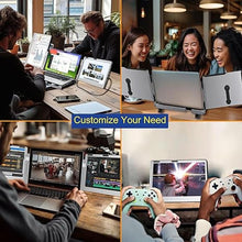 Load image into Gallery viewer, Triple Monitor for Laptop, 14'' 1080P Portable Laptop Screen Extender, 360 Rotating Monitor Desk Workstation with Multiple Laptop Stand for MacBook Windows Surface PS Switch
