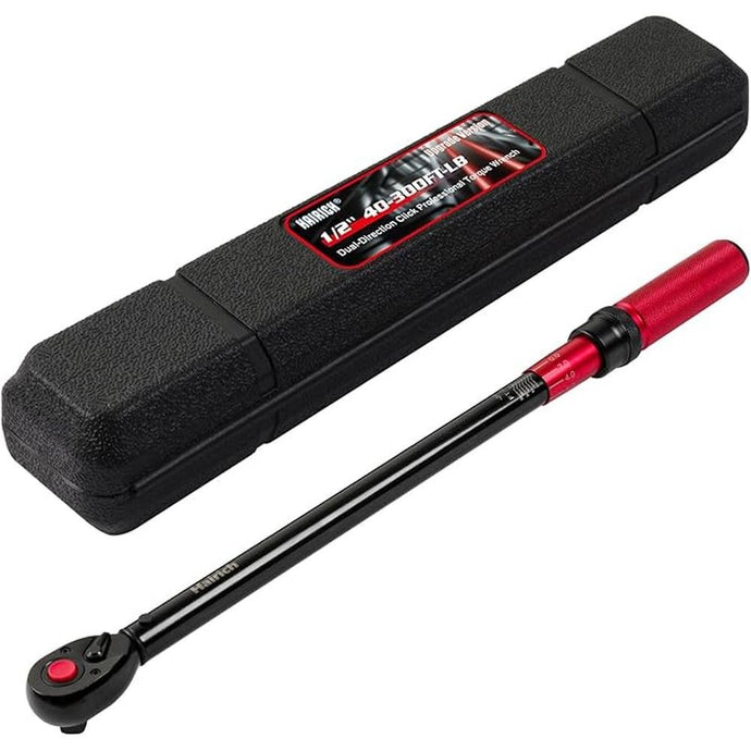 1/2-Inch Drive Click Torque Wrench, Dual-direction 40-300ft.lb/33.9-406.8Nm, 72-tooth Torque Wrench with Dual Range Scales, ±3% High Precision