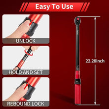 Load image into Gallery viewer, 1/2-Inch Drive Click Torque Wrench, Dual-direction 40-300ft.lb/33.9-406.8Nm, 72-tooth Torque Wrench with Dual Range Scales, ±3% High Precision
