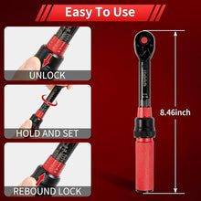 Load image into Gallery viewer, 1/4-Inch Drive Click Torque Wrench, Dual-direction Adjustable Torque Wrench 10-50in.lb/1.1-5.7Nm, 72 tooth High Precision Small Torque Wrench with Dual Range Scales for bike, motorcycle
