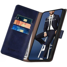 Load image into Gallery viewer, SUANPOT Design for iPhone 15 Plus 6.7&quot; Kickstand Protective Wallet case with RFID Credit Card Holder,Flip Folio Book PU Leather Shockproof Cover Women Men for Apple 15Plus Phone case Blue
