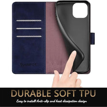 Load image into Gallery viewer, SUANPOT Design for iPhone 15 Plus 6.7&quot; Kickstand Protective Wallet case with RFID Credit Card Holder,Flip Folio Book PU Leather Shockproof Cover Women Men for Apple 15Plus Phone case Blue
