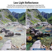 Load image into Gallery viewer, NEEWER 67mm Polarizer Filter, 24 Layer Multi Resistant Nano Coated MC CPL Circular Polarizing Filter with HD Optical Glass/Ultra Slim for Camera Lens, Reduce Reflection/Enhance Contrast/Reduce Glare
