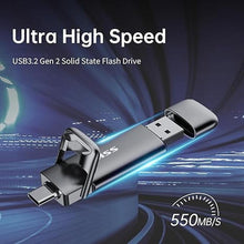 Load image into Gallery viewer, SSK 1TB USB Drive, External SSD USB Fast 550MB/s 2-in-1 Dual Drive USB Type C+ USB A 3.2 Gen2 Solid State Thumb Drive SSD Stick for iPhone 15/PS4/Android Phone/Tablet/Windows/Mac
