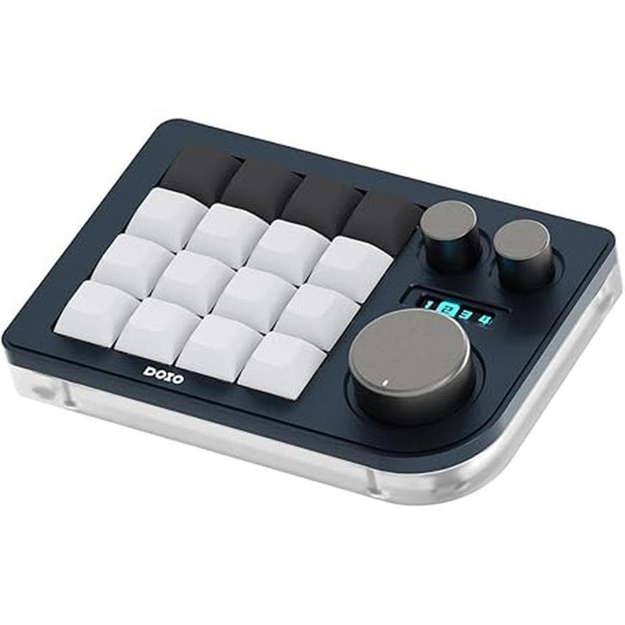 Megalodon Triple Knob Macro Pad Programmable Designer Mini Keyboard 16 Keys (Navy)