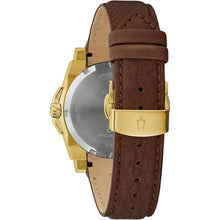 Load image into Gallery viewer, Bulova Men's Icon High Precisionist Quartz Gold Tone Stainless Steel Case 3-Hand Watch, Leather Brown Strap, Black Dial Style:97B216
