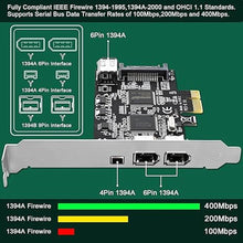Load image into Gallery viewer, 4 Ports PCIE Firewire 400 1394A Expansion Card, Texas Instruments TI TSB43AB23, Plug and Play on Windows and MAC Desktop PCs, 3X 6Pin and 1X 4Pin 1394A Ports, 400Mbps Max Speed (FS-FW400)
