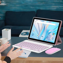 Load image into Gallery viewer, ZZB 2 in 1 Tablet with Keyboard Case Mouse Stylus Pen, 10 inch Tablet Android 14.0 Tablets PC Set, 8GB RAM+64GB ROM Tableta Computer 10.1&quot; IPS Screen 2MP+8MP Dual Camera WiFi BT Tab Pink/Girls

