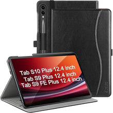 Load image into Gallery viewer, ZtotopCases for Samsung Galaxy Tab S10 Plus Case 2024/ S9 Plus/ S9 FE Plus 5G 12.4 Inch 2023, Premium PU Leather Cover with Hand Strap/Front Pocket/S Pen Holder for Tablet S10+/S9+/S9 FE+, Black
