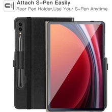 Load image into Gallery viewer, ZtotopCases for Samsung Galaxy Tab S10 Plus Case 2024/ S9 Plus/ S9 FE Plus 5G 12.4 Inch 2023, Premium PU Leather Cover with Hand Strap/Front Pocket/S Pen Holder for Tablet S10+/S9+/S9 FE+, Black
