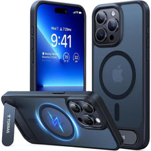 Load image into Gallery viewer, TORRAS Strong Magnetic &amp; Seamless Stand for iPhone 15 Pro Max Case, Fit for MagSafe, Mil-Grade Drop Protection, Adjustable Kickstand Phone Case for iPhone 15 Pro Max, Slim Frosted Matte Black
