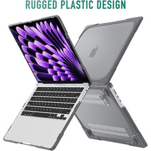 Load image into Gallery viewer, Mektron Shockproof Case for MacBook Air 15 inch 2024/2023 with M3/M2 Chip Model A2941/ A3114, 15.3” Heavy Duty Protective Hard Shell Cover with Fold Kickstand with Keyboard Skin, Gray
