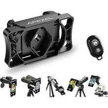 Load image into Gallery viewer, APEXEL Telescope Phone Adapter, Binocular Photo Adapter for Android &amp; iPhone, Phone Holder Mount for Telescope, Monocular, Binocular, Microscope, Spotting Scope. (Including Bluetooth Shutter Remote)

