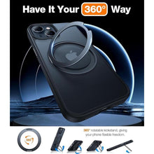 Load image into Gallery viewer, TORRAS 360° Rotatable Stand for iPhone 15 Case/iPhone 14 Case, [Compatible with MagSafe] Magnetic Ring Holder [3X Military Grade Tested] Shockproof Translucent Slim Case for iPhone 15 Phone Case,Black
