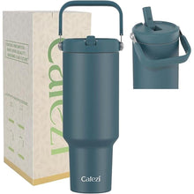 Load image into Gallery viewer, 40 oz Tumbler with Handle and Straw, Vacuum Insulated Tumblers with Flip Straw and Top Handle, Reusable Insulated Cup for Home, Outdoors, Leakproof, Fits in Cup Holder, Cold for 30 Hours
