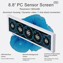 Load image into Gallery viewer, WOWNOVA 8.8" Computer Temp Monitor (Dynamic Theme Supported), 1 Click 1 Cable to Get Started Quickly PC Temperature Display Sensor Panel IPS Mini Secondary Screen CPU RAM HDD Data FPS Monitor (White)
