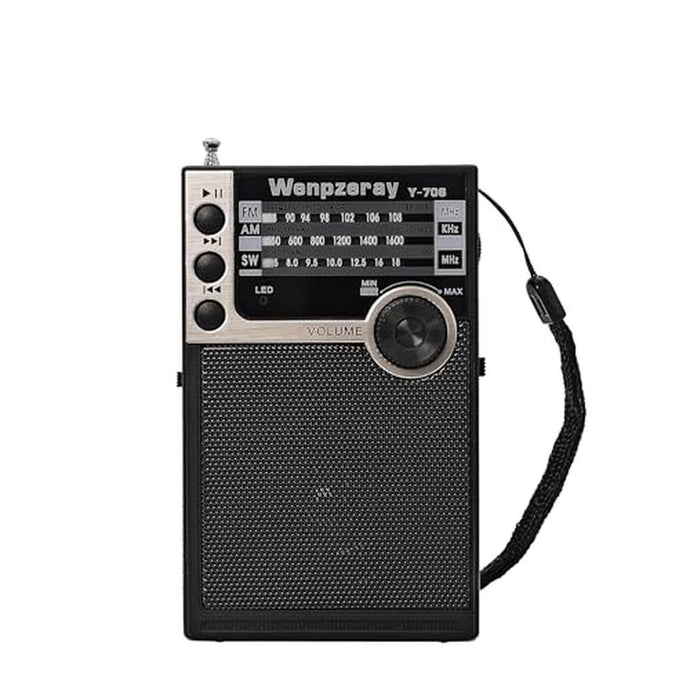Wenpzeray Y-706 Portable Pocket Radio AM FM SW Band Receiver Battery Operated Transistor with Good Loud Sound Small Speaker Support USB/TF Card Play Headphone Jack for Indoor Outdoor Emergency (Black)