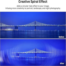 Load image into Gallery viewer, NEEWER 77mm Spiral Halo Camera Lens Filter, Prism K9 Optical Glass Special Effects Filter Photography Camera Lens Accessories with Tunnel Vision Warped Circular Halo Frame Effect
