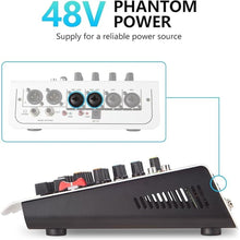 Load image into Gallery viewer, Audio Mixer 6 Channel DJ Mixer, Professional Sound Board Console with USB MP3 Bluetooth Input 48V For Live Performance Home Stage Karaoke
