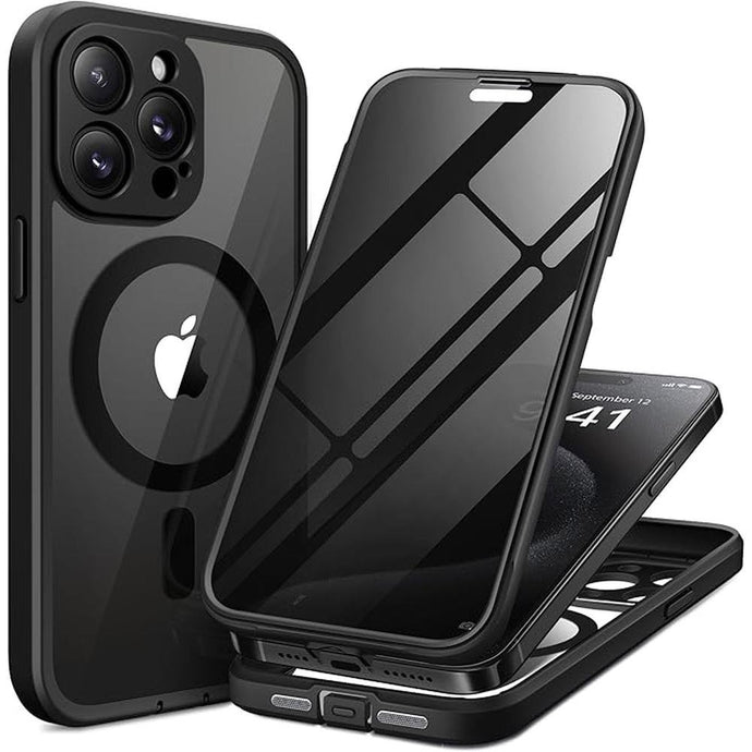 for iPhone 15 Pro Case Magnetic, [Compatible with Magsafe], Built-in Privacy Screen Protector & Upgraded Camera Protection, Anti Spy Full Body Dustproof Hard Phone Case for 15 Pro 6.1'', Black