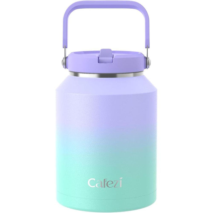 64oz Half Gallon Water Bottle, Stainless Steel Water Bottles with Flip Straw and Top Handle, Leak Proof Tumbler with Lid and Straw, Iced for 34 Hours, Vacuum Insulated Cup for Home, Outdoors