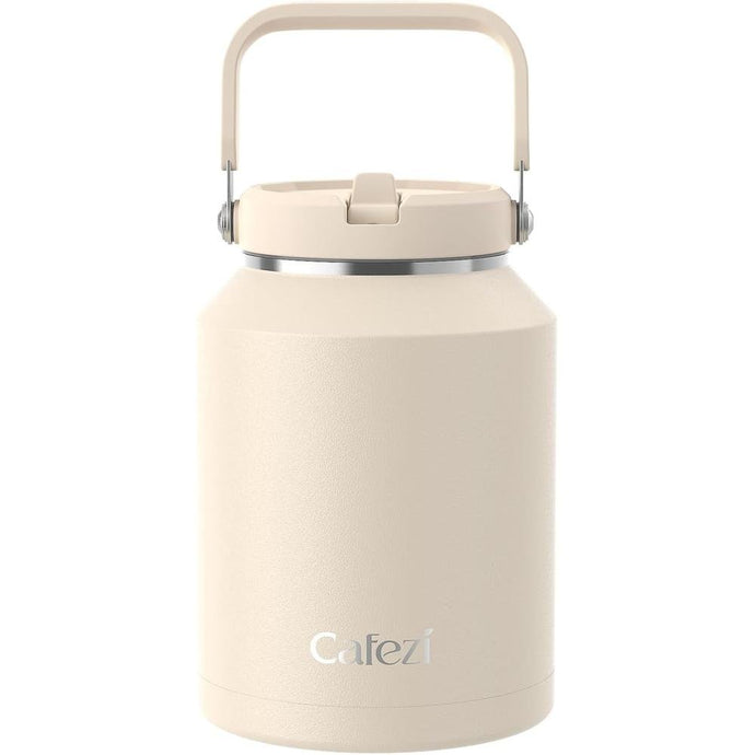 64oz Insulated Water Bottle, Stainless Steel Water Bottles with Flip Straw and Top Handle, Leak Proof, Iced for 34 Hours, 64 oz Tumbler