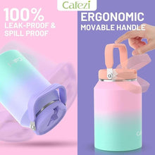 Load image into Gallery viewer, 64oz Insulated Water Bottle, Stainless Steel Water Bottles with Flip Straw and Top Handle, Leak Proof, Iced for 34 Hours, 64 oz Tumbler
