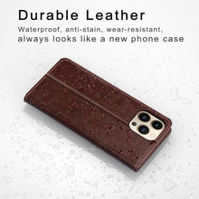 Load image into Gallery viewer, Belemay Compatible with iPhone 15 Pro Case Wallet-Genuine Leather-RFID Blocking Card Holders-Shockproof TPU Shell-Kickstand-Durable Flip Cover-Book Folding Phone Case Women Men (6.1-inch) Brown

