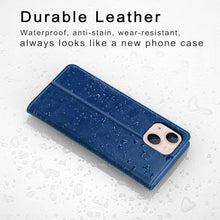 Load image into Gallery viewer, Belemay Case Compatible with iPhone 15 Wallet Case-Genuine Leather-RFID Blocking Card Holders-Shockproof TPU Shell-Kickstand-Durable Flip Cover-Book Folding Phone Case Women Men (6.1-inch) Blue
