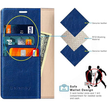 Load image into Gallery viewer, Belemay Case Compatible with iPhone 15 Wallet Case-Genuine Leather-RFID Blocking Card Holders-Shockproof TPU Shell-Kickstand-Durable Flip Cover-Book Folding Phone Case Women Men (6.1-inch) Blue
