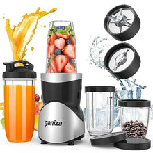 Load image into Gallery viewer, Ganiza Smoothie Blender, 900W Blenders for Shakes and Smoothies, 15-Piece Personal Blender and Grinder Combo for Kitchen, Smoothies Maker with 4 BPA-Free Portable Cup, Nutritious Recipe
