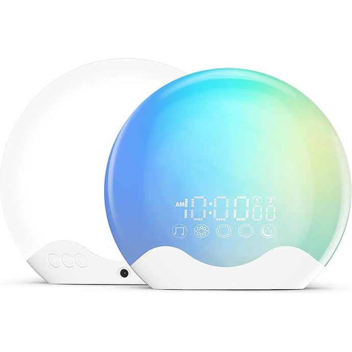 Light Therapy Lamp, Sunlight Alarm Clock with 10,000 Lux Therapy Light, Wake Up Light with 20 Brightness & 4 Color Temperature, Dual Alarms & Snooze,11 Atmosphere Lights and Sleep Aid