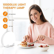 Load image into Gallery viewer, Light Therapy Lamp, Sunlight Alarm Clock with 10,000 Lux Therapy Light, Wake Up Light with 20 Brightness &amp; 4 Color Temperature, Dual Alarms &amp; Snooze,11 Atmosphere Lights and Sleep Aid
