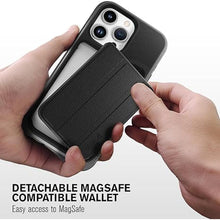 Load image into Gallery viewer, VENA vCommuteX for iPhone 15 Pro Max Wallet Case (MagSafe Compatible), [Military Grade Drop Protection] Detachable Leather Cover Slot Card Holder with Kickstand - Black
