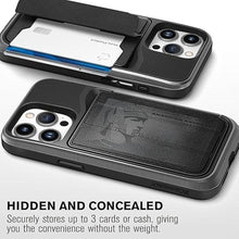 Load image into Gallery viewer, VENA vCommuteX for iPhone 15 Pro Max Wallet Case (MagSafe Compatible), [Military Grade Drop Protection] Detachable Leather Cover Slot Card Holder with Kickstand - Black
