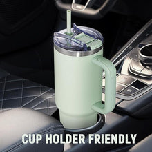 Load image into Gallery viewer, 40 oz Tumbler with Handle and Straw Lid,Insulated Reusable Stainless Steel Water Bottle Travel Mug?Cupholder Friendly Double Wall Vacuum Sealed Cup (Light Green)
