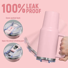 Load image into Gallery viewer, 40 oz Tumbler with Handle and Straw Lid,Insulated Reusable Stainless Steel Water Bottle Travel Mug?Cupholder Friendly Double Wall Vacuum Sealed Cup (Pink)
