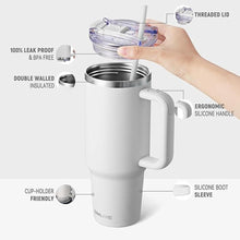 Load image into Gallery viewer, 40 oz Tumbler with Handle and Straw Lid,Insulated Reusable Stainless Steel Water Bottle Travel Mug?Cupholder Friendly Double Wall Vacuum Sealed Cup (Cold White)
