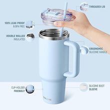 Load image into Gallery viewer, 40 oz Tumbler with Handle and Straw Lid,Insulated Reusable Stainless Steel Water Bottle Travel Mug?Cupholder Friendly Double Wall Vacuum Sealed Cup (Sky Blue)
