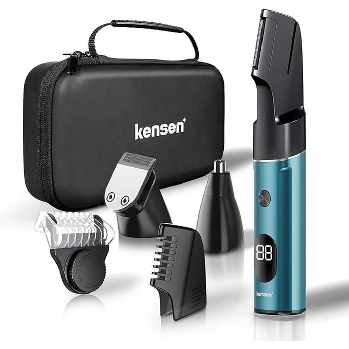 Body Hair Trimmer for Men, kensen 3-in-1Body Groomer for Men, Men's Groin & Pubic Hair Trimmer, Wet/Dry Cordless Waterproof Male Hygiene Razor, Men's Gift (Green)