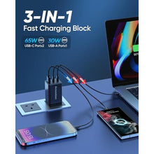Load image into Gallery viewer, [2 Pack] USB C Charger Block 160W, 3-Port GaN Super Fast Charger, Dual 65W Type C Charging Block, Foldable QC3.0 Laptop Fast Charging Adapter for MacBook, iPhone, Samsung, Galaxy, iPad, Android, Black

