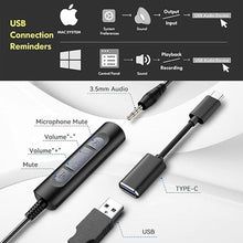Load image into Gallery viewer, USB Headset with Microphone for PC, Computer Laptop Headset with Call Answer Button for MS Teams &amp; IP Phones, Lightweight Design &amp; Memory Foam Cushions for All-Day Comfort (Black)

