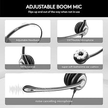 Load image into Gallery viewer, Headset wtih Mic, USB Headset with Microphone for PC, Computer Headset with Noise Canceling Microphone with Mute for Home Office Online Skype Zoom Meetings

