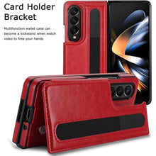 Load image into Gallery viewer, NINKI for Samsung Galaxy Z Fold 4 Case with S Pen Holder,Phone Case for Z Fold 4 Card Holder Shockproof Kickstand Flip Folio Plain Matte Leather with Wallet Case for Samsung Galaxy Z Fold 4 Red
