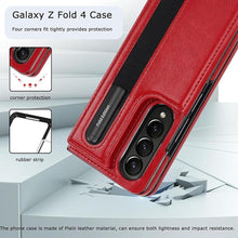 Load image into Gallery viewer, NINKI for Samsung Galaxy Z Fold 4 Case with S Pen Holder,Phone Case for Z Fold 4 Card Holder Shockproof Kickstand Flip Folio Plain Matte Leather with Wallet Case for Samsung Galaxy Z Fold 4 Red
