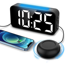 Load image into Gallery viewer, Alarm Clocks for Heavy Sleepers, Vibrating Alarm Clock with Bed Shaker, Night Light, Large Display, Dimmable Loud Clock for Adults Hearing Impaired Deaf Seniors Teens (Black)
