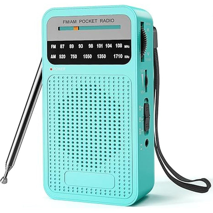 Portable Radio AM FM with Best Reception, Goodes Transistor Radio with Loud Speaker, 2AA Battery Operated, Headphone Jack for Indoor, Outdoor and Emergency Use-Green